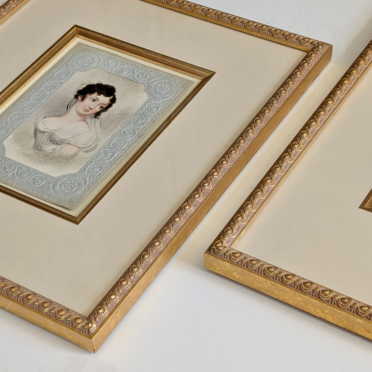 Two 19th Century Watercolour Portraits in Matching Frames