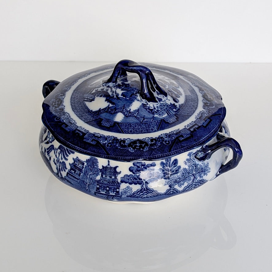 A Royal Doulton Flow Blue "Willow" Tureen