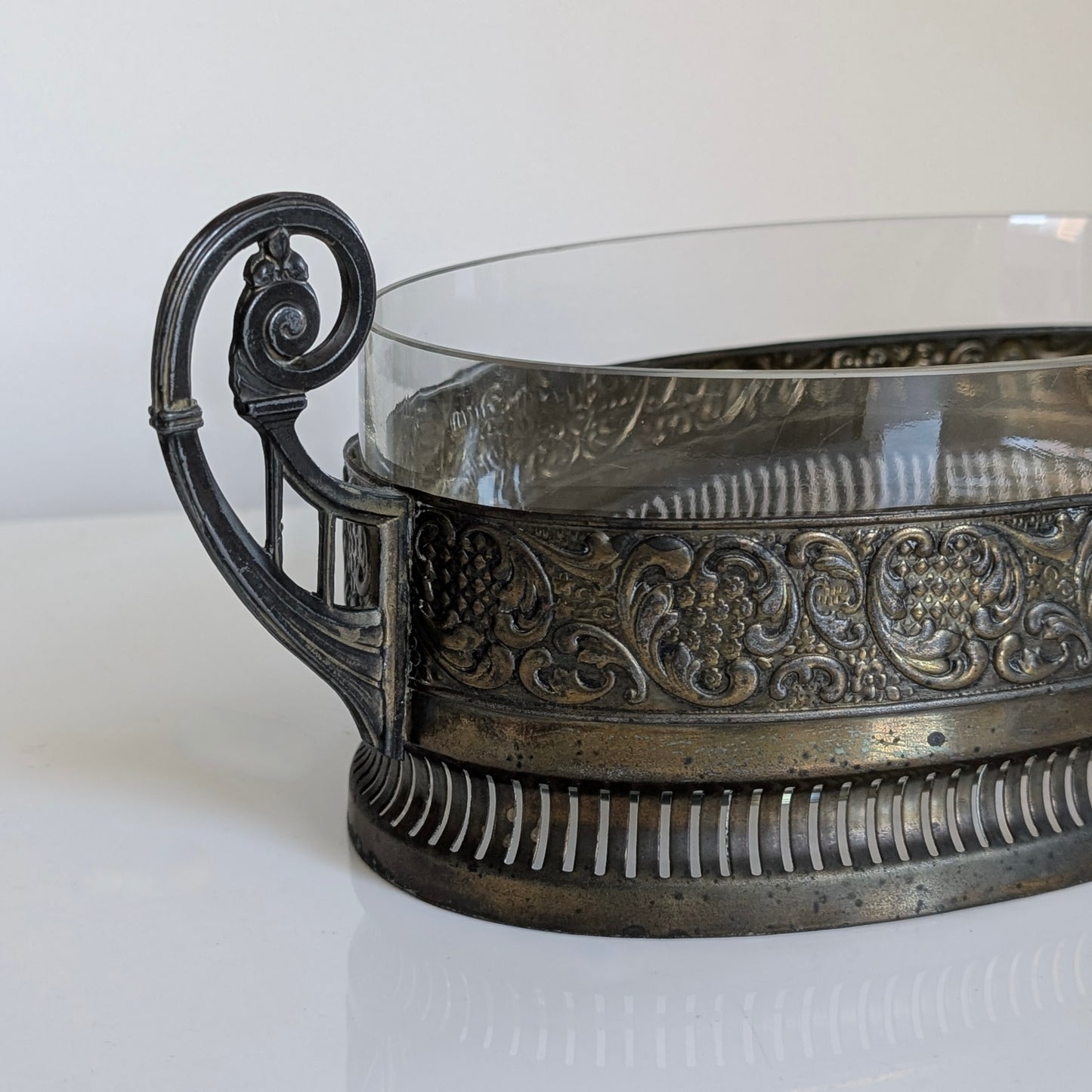 A French Art Nouveau Inspired Metal & Glass Jardiniere
