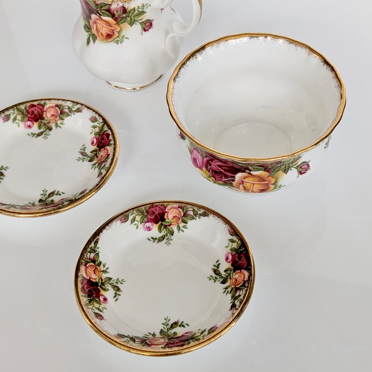 Royal Albert 'Old Country Roses' Sugar Bowl, Creamer jug & Spoon Rests