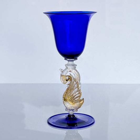 A Salviati Venetian Glass Swan Chalice, c1950-60