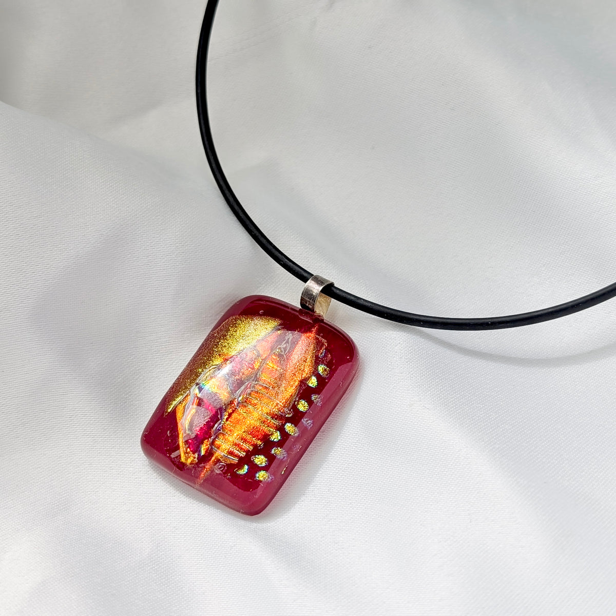 A Large Murano Glass Pendant on Neoprene Necklace