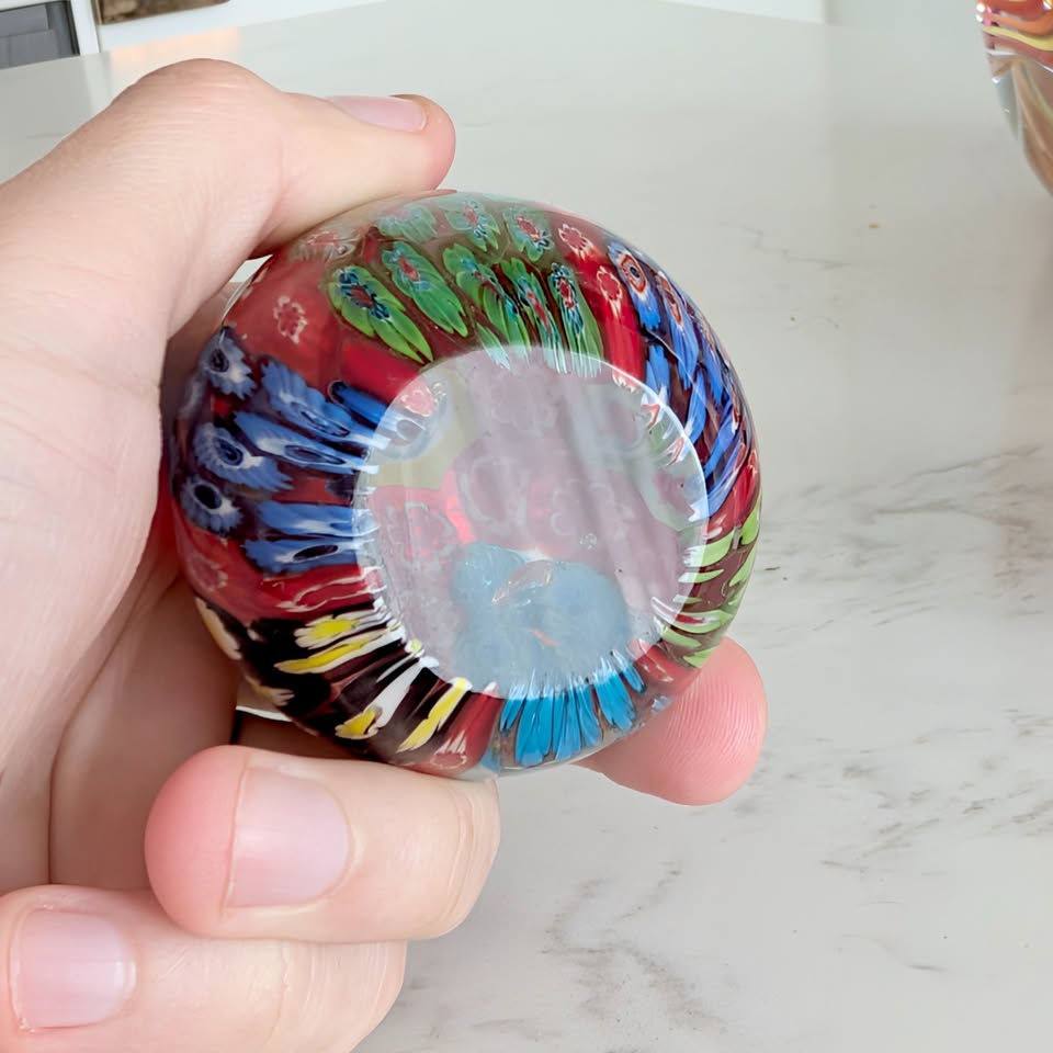 A Millefiori Egg-Shaped Glass Paperweight