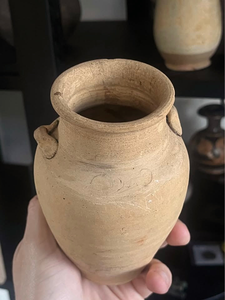 Two Antique 14th / 1 5th Century Thai Sawankhalok Pottery Jars