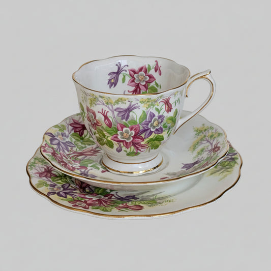 Royal Albert "Columbine" Bone China Teacup Trio