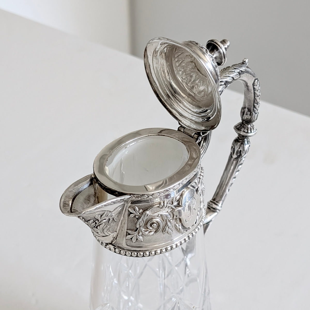 A Rare Whitehill Sterling Silver & Crystal Claret Jug