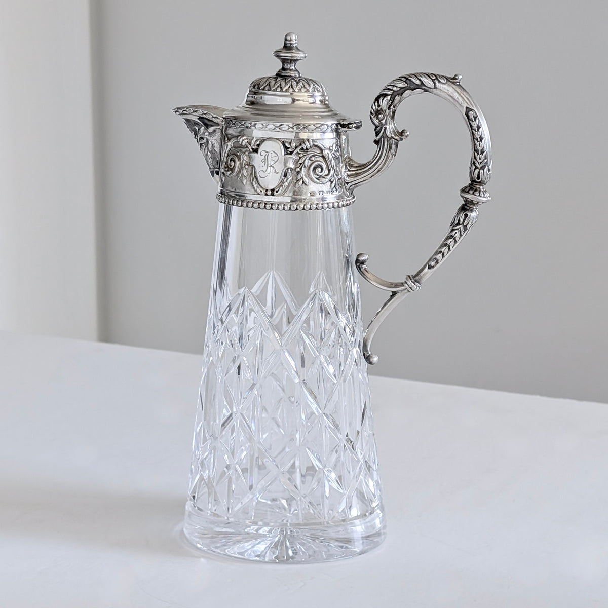 A Rare Whitehill Sterling Silver & Crystal Claret Jug