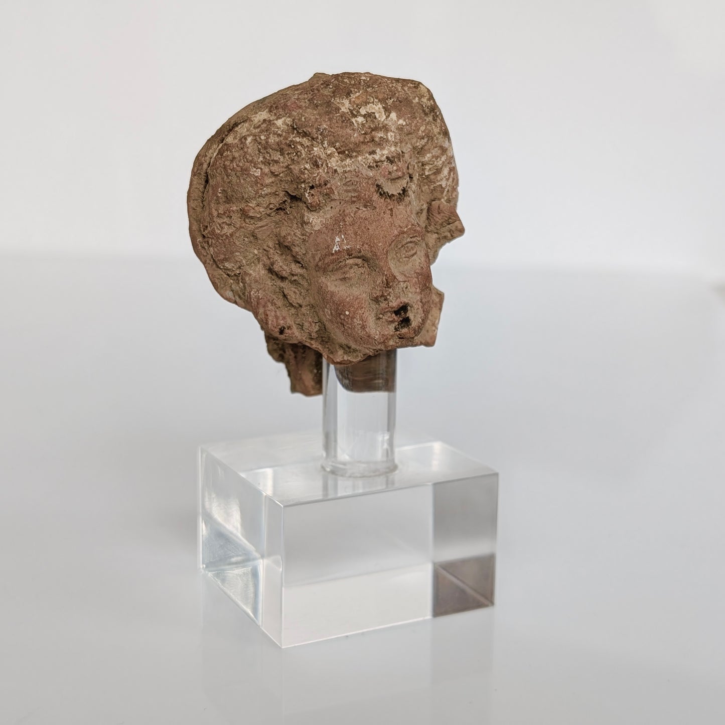 Ancient Greek Hellenistic Terracotta Head, circa 3rd - 1st Century B.C.