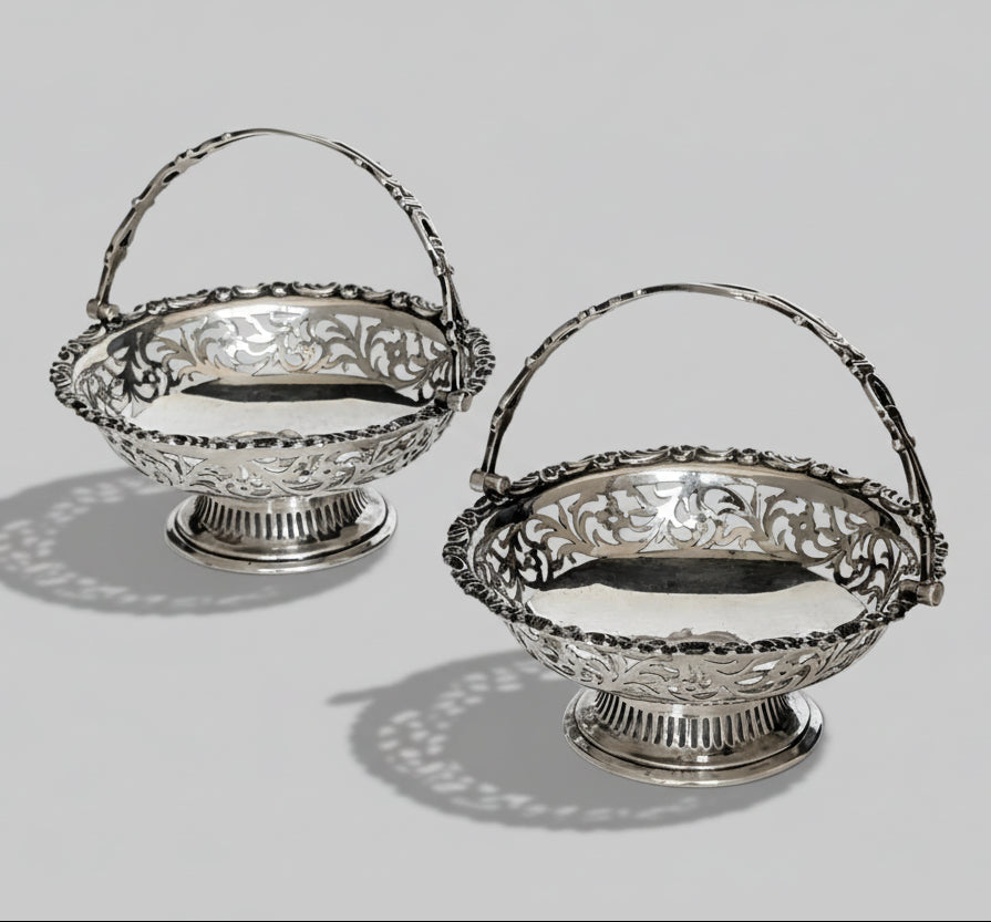 Pair of Sterling Silver Bon-Bon Baskets by Levi & Salaman, c1911