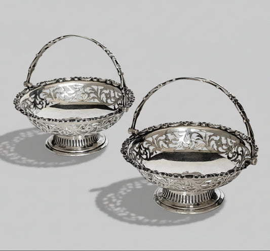 Pair of Sterling Silver Bon-Bon Baskets by Levi & Salaman, c1911