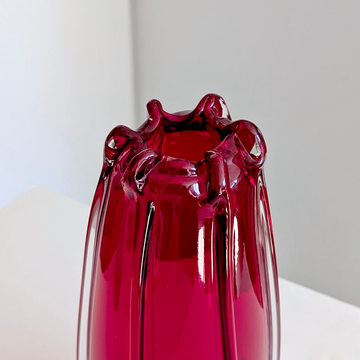 A Large Mid Century Red Glass Vase