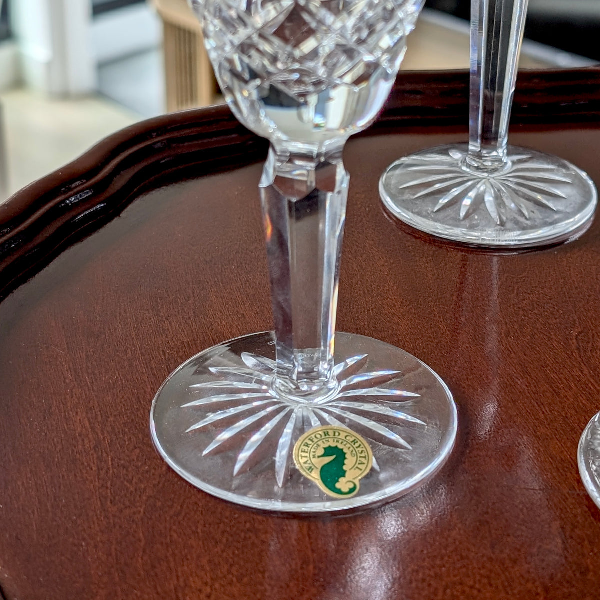 A Set of Four Waterford Cut Crystal "Maeve" White Wine Glasses