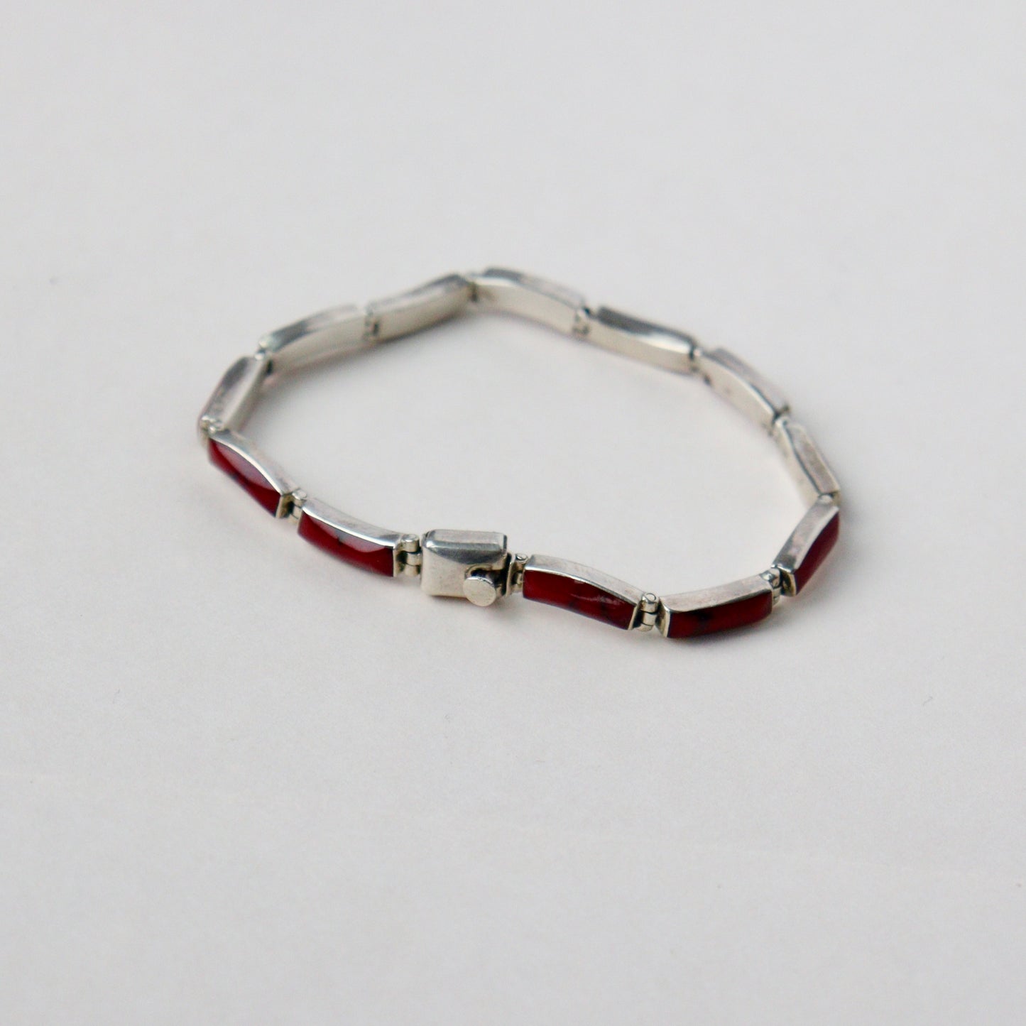 A Silver & Red Jasper Bracelet by Cutberto Gonzalez Pereyra, Mexico