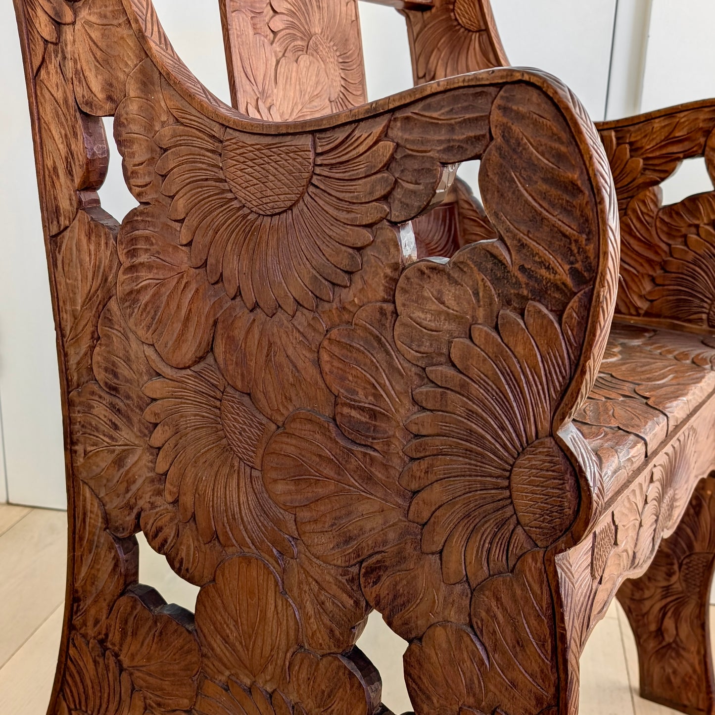 A Japanese Carved 'Sunflower' Chair for Liberty & Co, c1910