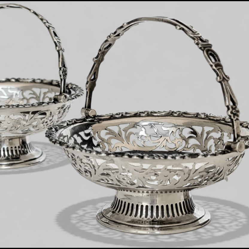 Pair of Sterling Silver Bon-Bon Baskets by Levi & Salaman, c1911