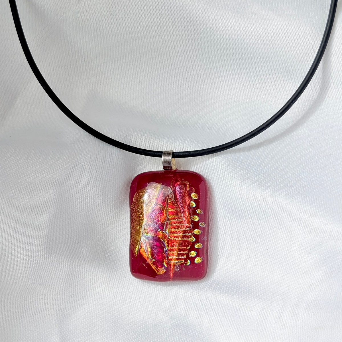 A Large Murano Glass Pendant on Neoprene Necklace
