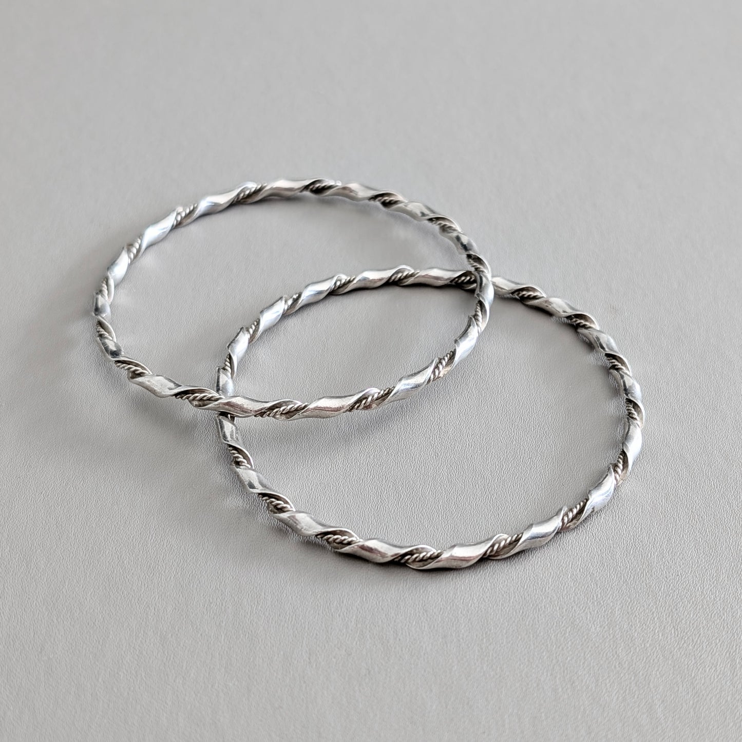 Two Sterling Silver Rope Twist Bangles