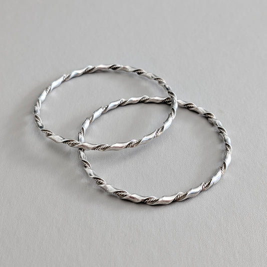 Two Sterling Silver Rope Twist Bangles