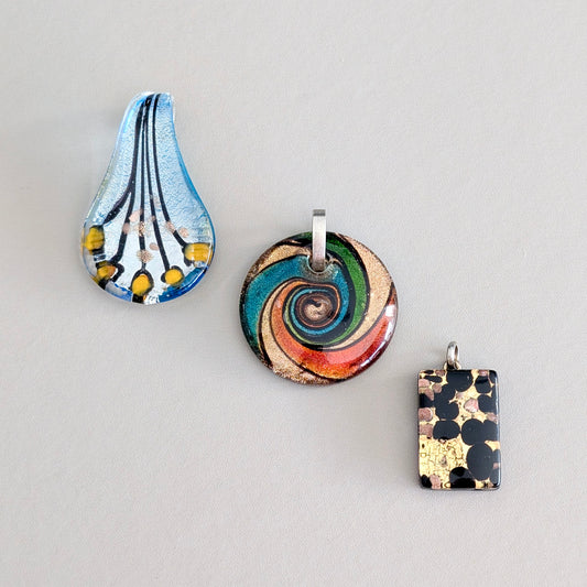 Three Assorted Murano Glass Pendants, Italy, 20th Century