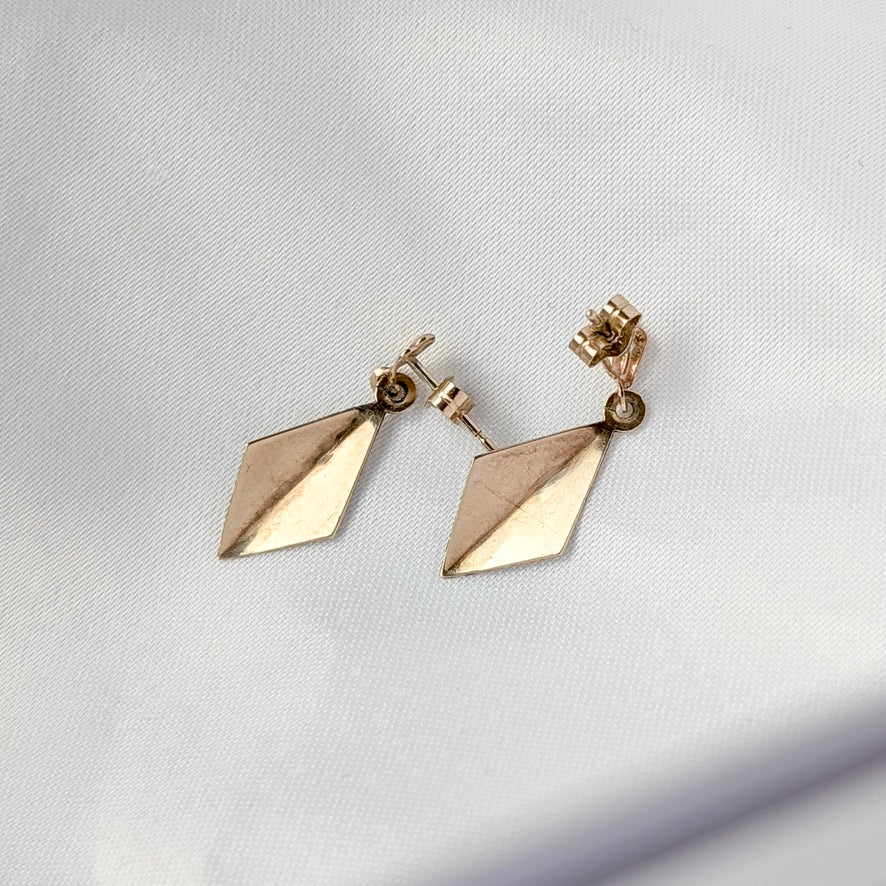 Pair of English 9ct Yellow Gold Drop Earrings