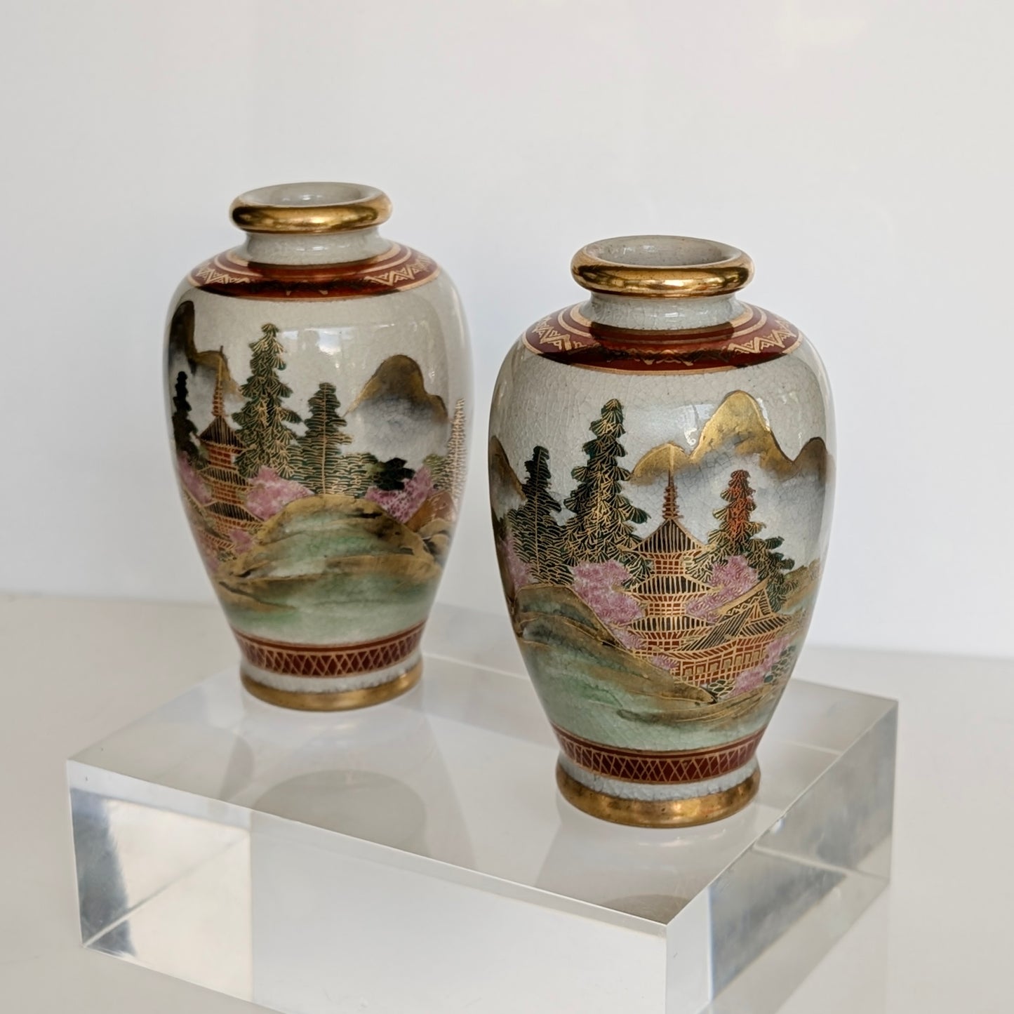 Pair of Japanese Shōwa Era Satsuma Vases