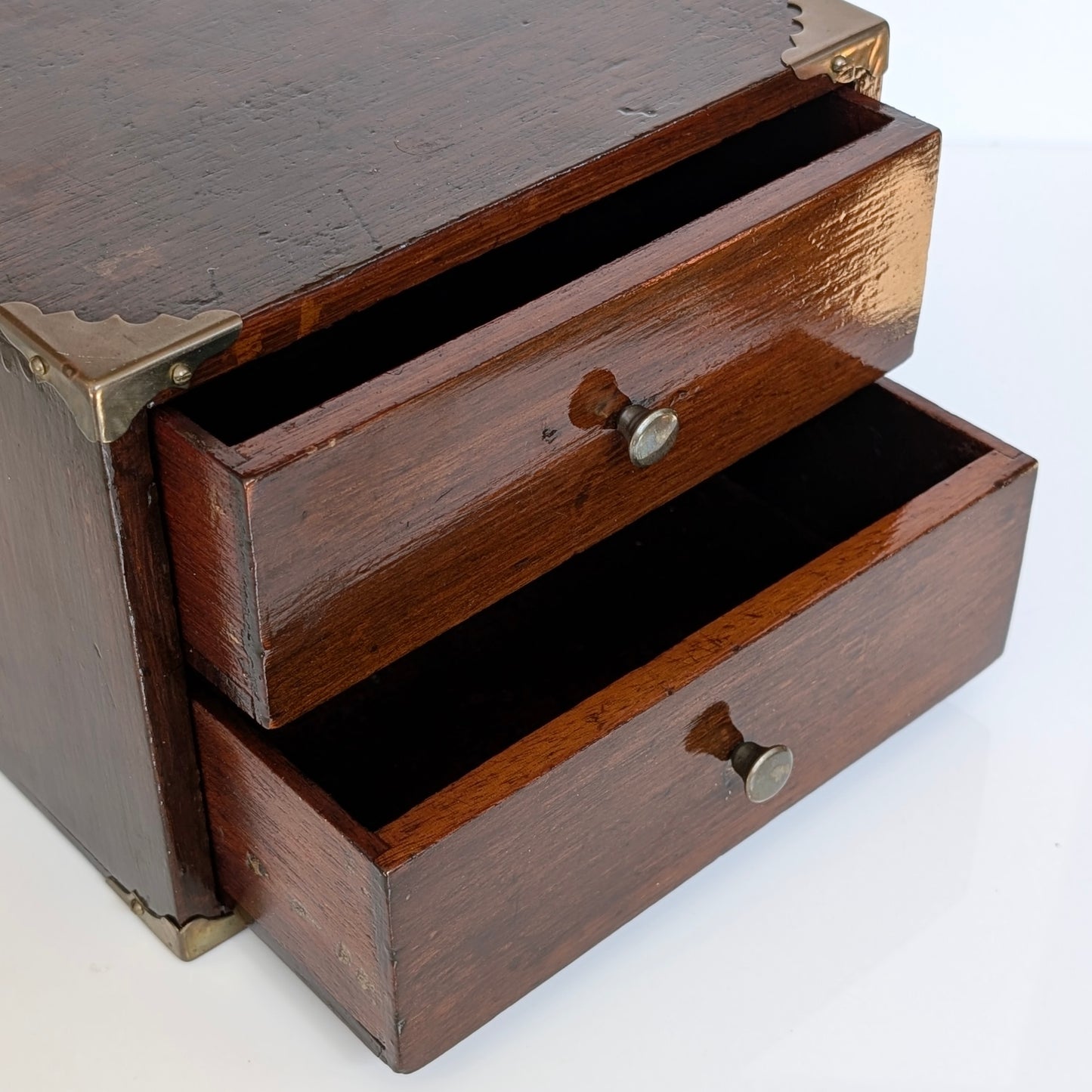 A Mahogany Two Drawer Desk Organiser / Storage Box