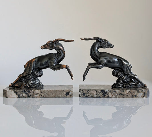 Art Deco Spelter Gazelle / Impala Bookends