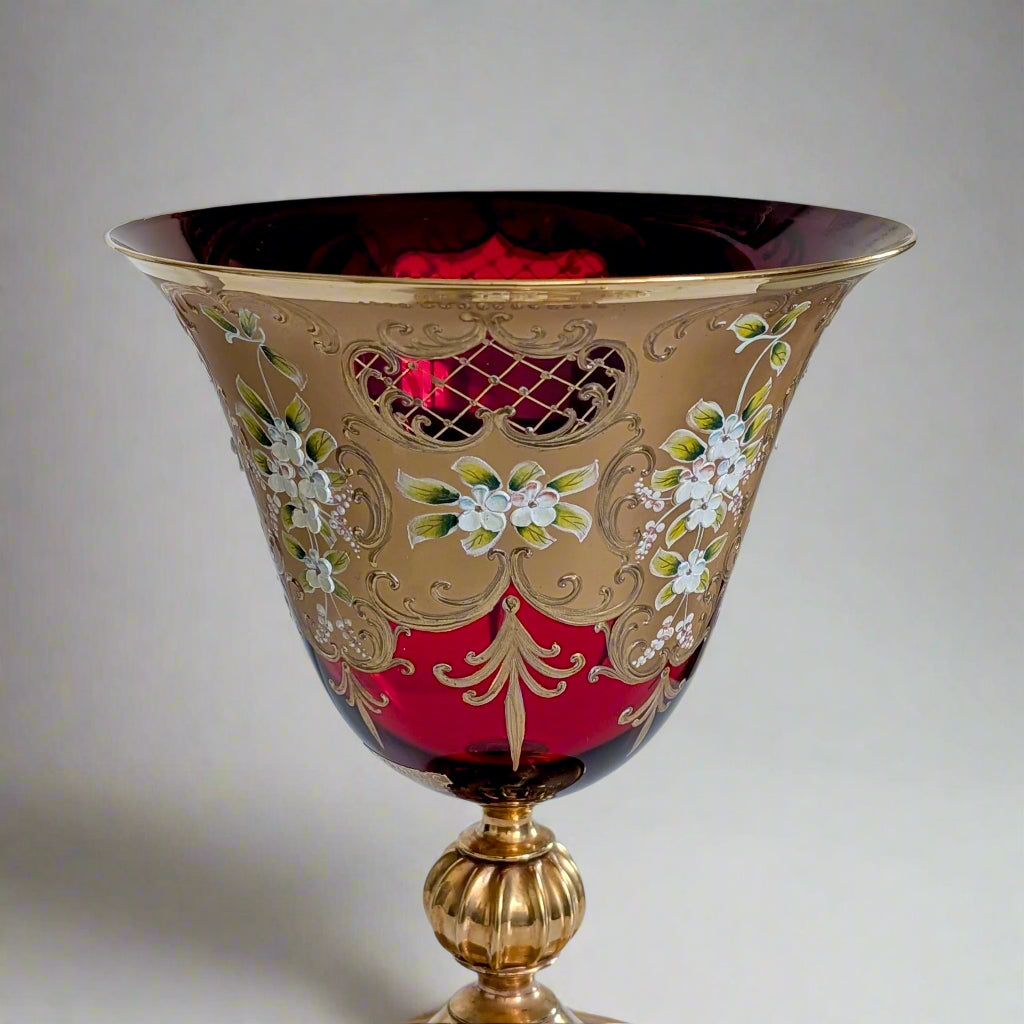 A Large Venetian Tre Fuochi Ruby Glass Vase by E. Vianello