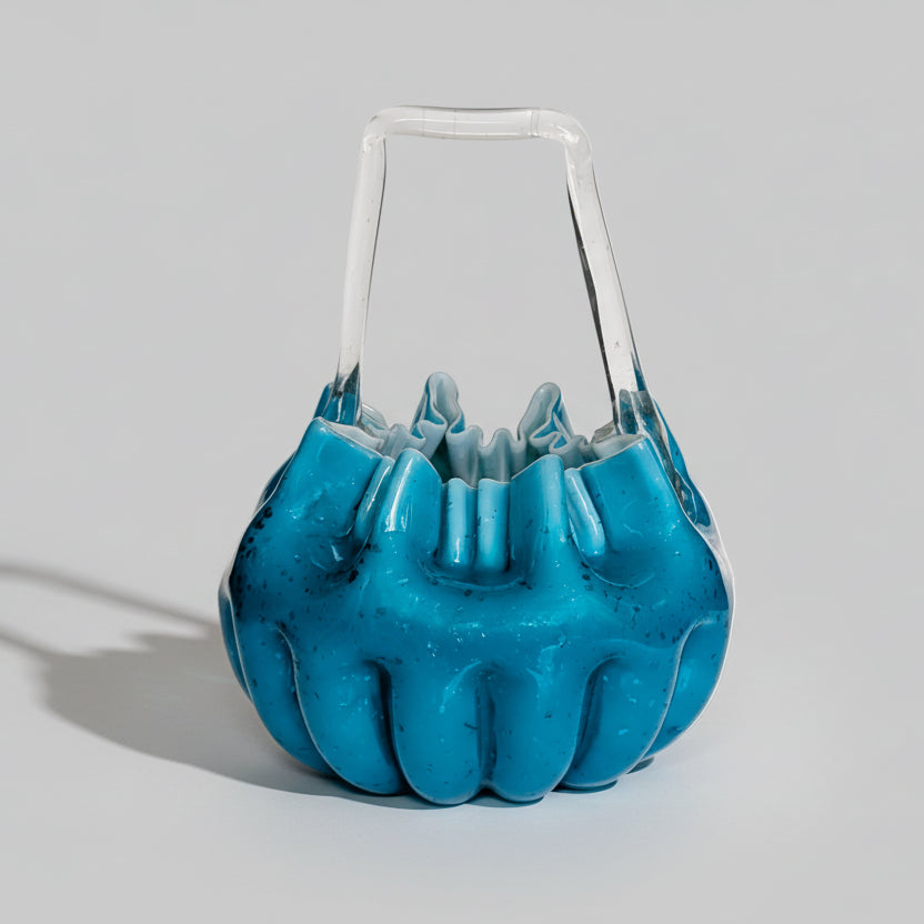 A Victorian Blue Glass Mica Basket, c1890