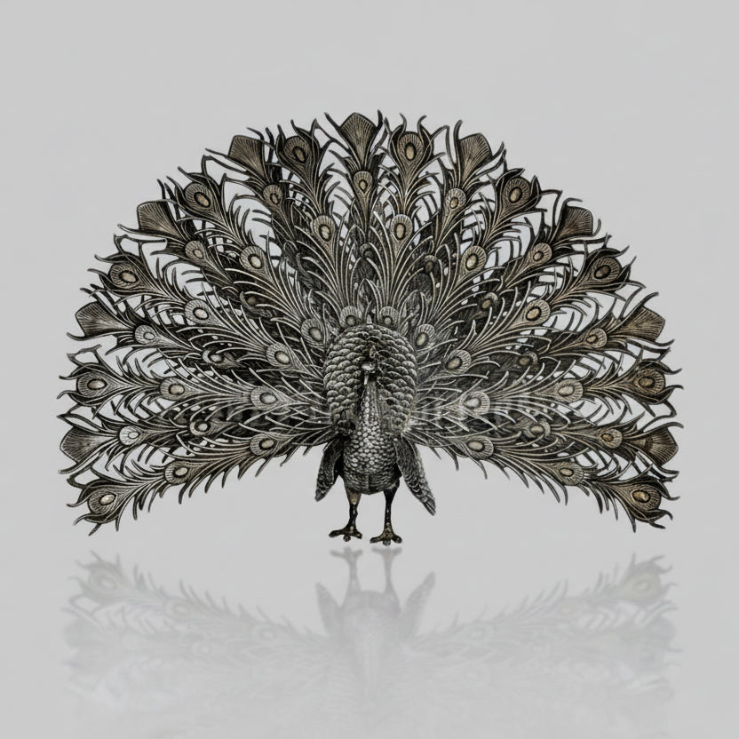 A Spanish .916 Silver Peacock by Dionisio García Studio