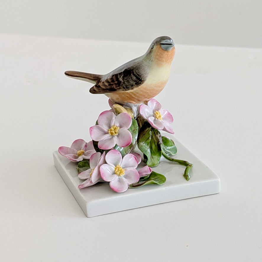 A HEREND Porcelain Bird with Pink Flowers