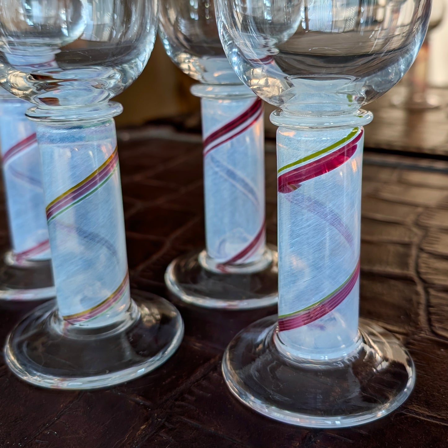 Set of 4 Kosta Boda 'Blue Rainbow' Stemmed Glasses By Bertil Vallien