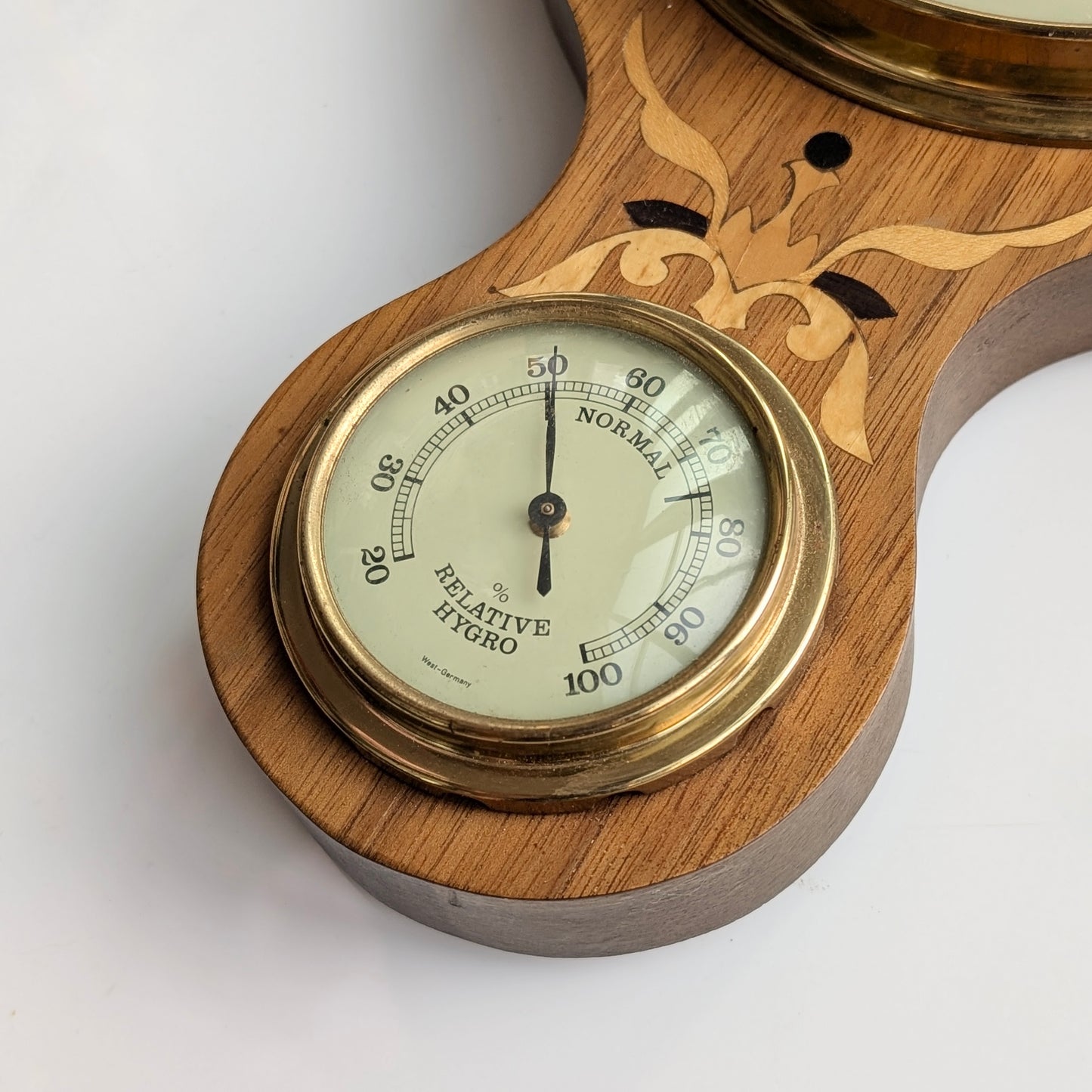 A Large Mid Century Inlaid Barometer Weather Station