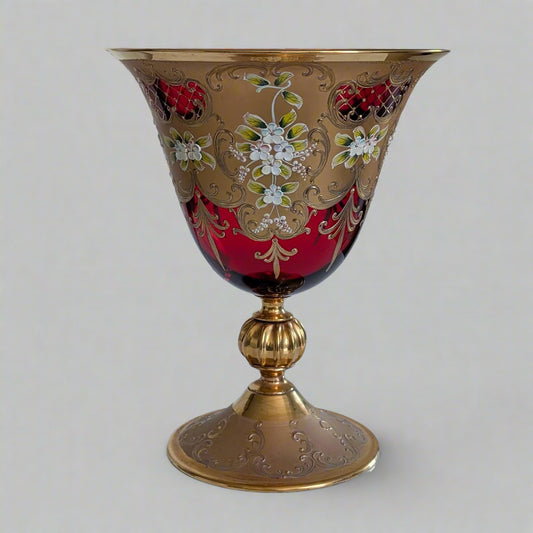 A Large Venetian Tre Fuochi Ruby Glass Vase by E. Vianello