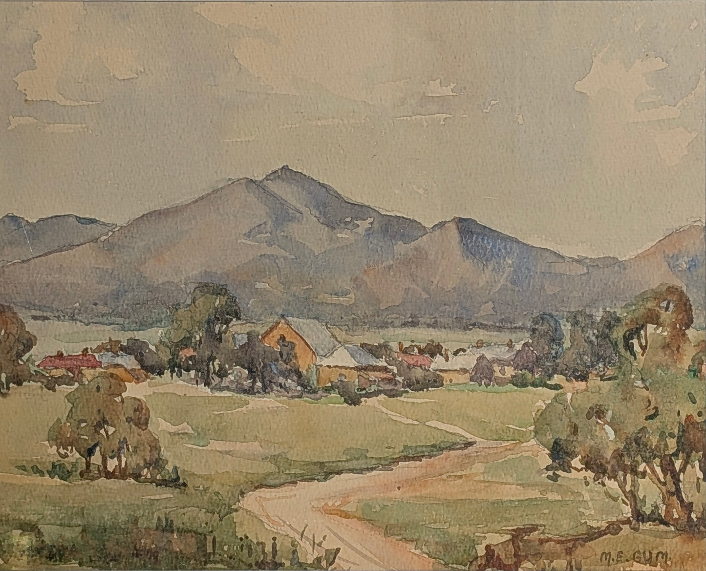 Maude Edith Gum 'Adelaide Foothills' Watercolour, c1925-1930