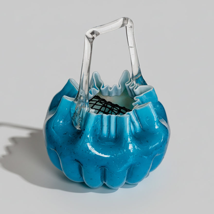 A Victorian Blue Glass Mica Basket, c1890