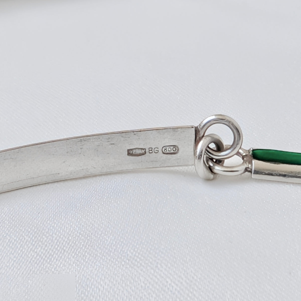 An Italian .800 Silver & Green Enamel ID Bracelet, c1970