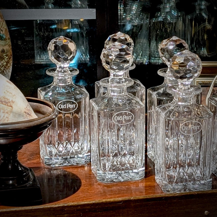 A Rare Matching Set of 6 Edinburgh Crystal Decanters for Old Parr Whisky