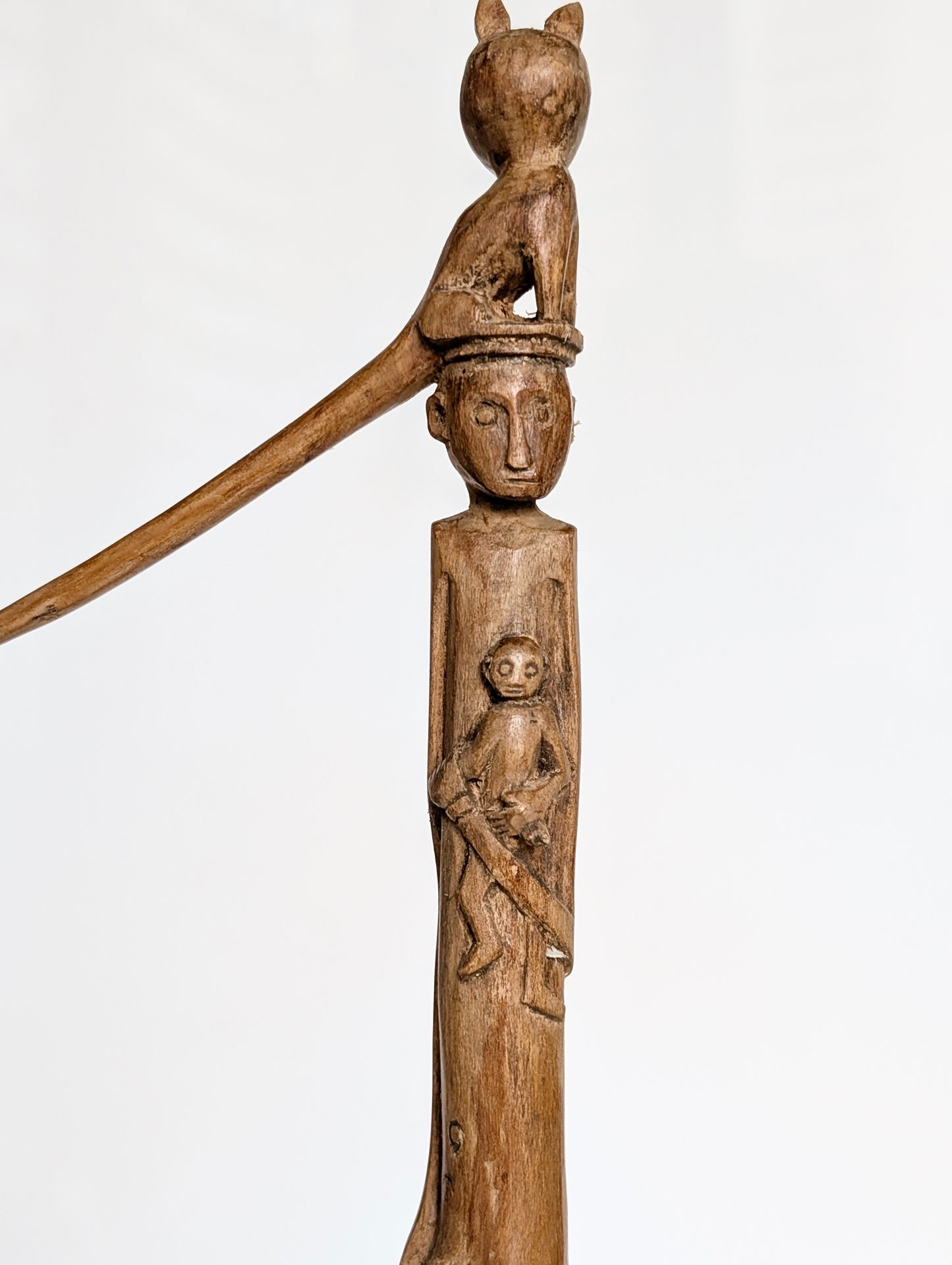 Two Carved Wood Fertility Charms by the Iban Dayak People from Samarinda, Borneo