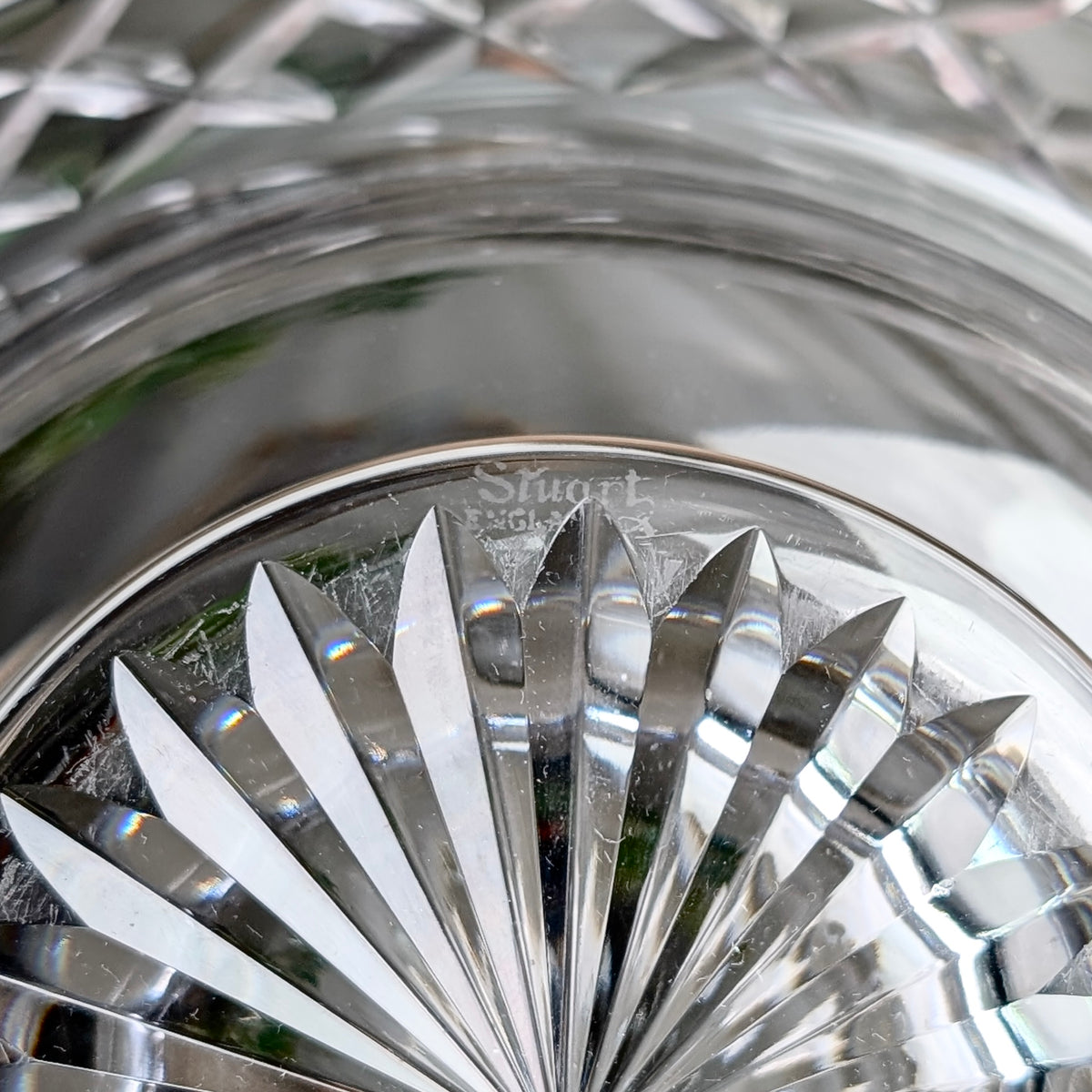 A Rare Stuart Crystal Diamond-Cut Centrepiece Bowl in Silver Plated Stand