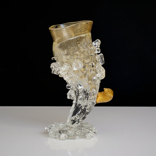A Jane Cowie Australian Studio Glass "Shipwreck Horn" Sculpture