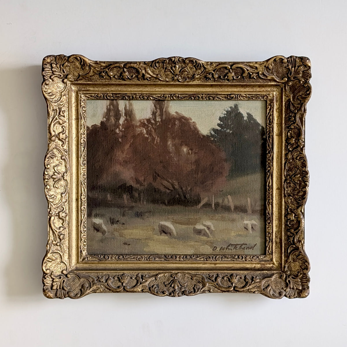 Dorothy Whitehead (1900-1995) "Sheep Grazing" Oil, c1927