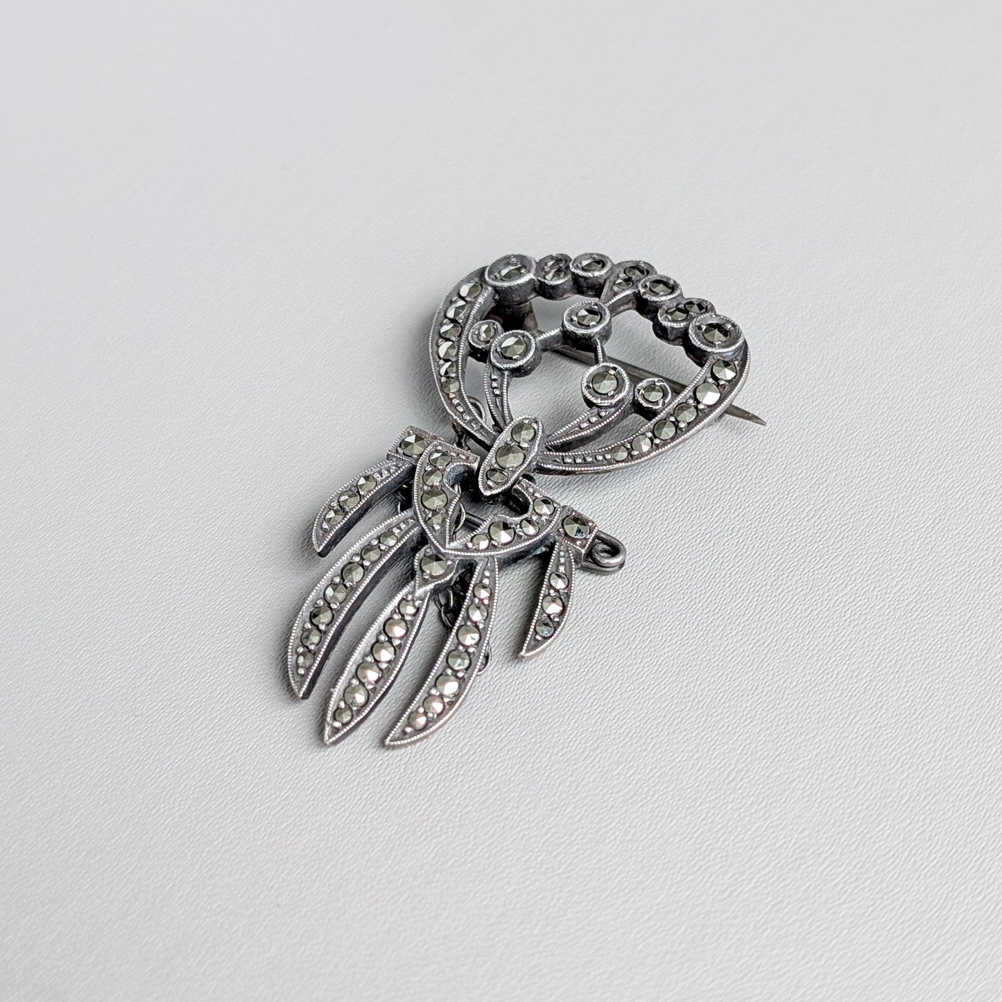 An Art Deco Sterling Silver Marcasite Brooch, c1930