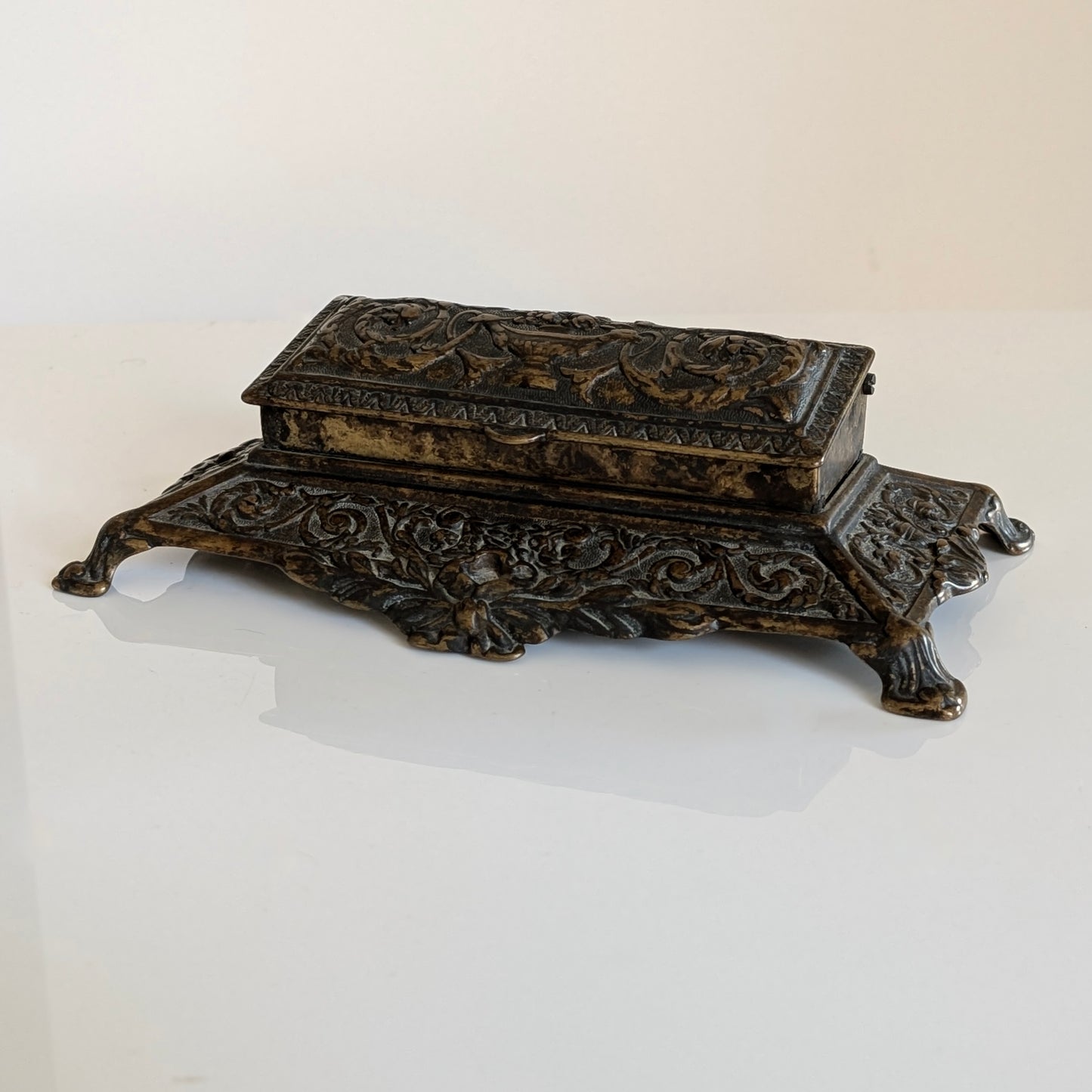 Ornate French Brass Stamp Box