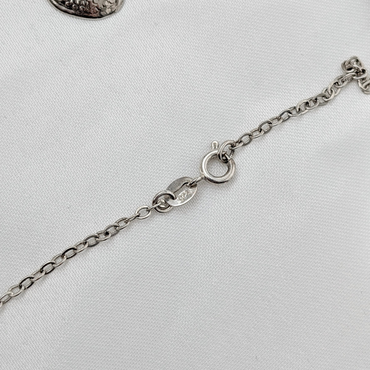 A Large Sterling Silver Teddy Bear Pendant on Chain, circa 1970's