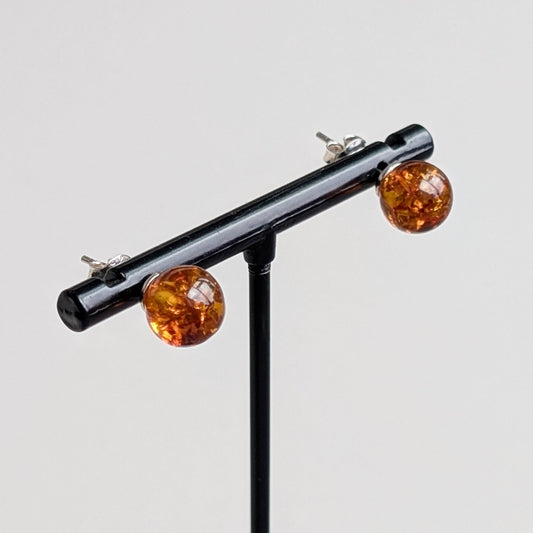 Baltic Amber Studs in Sterling Silver