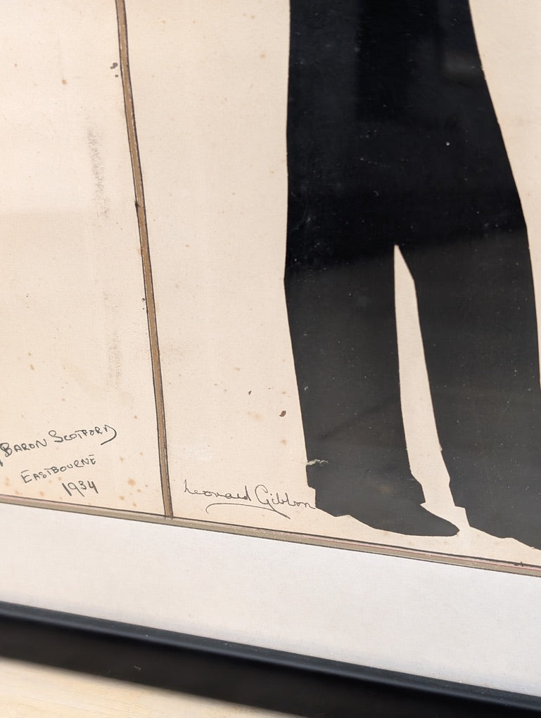 Framed Paper-Cut Silhouette Portraits by Baron Scotford (USA), c1934