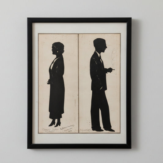 Framed Paper-Cut Silhouette Portraits by Baron Scotford (USA), c1934