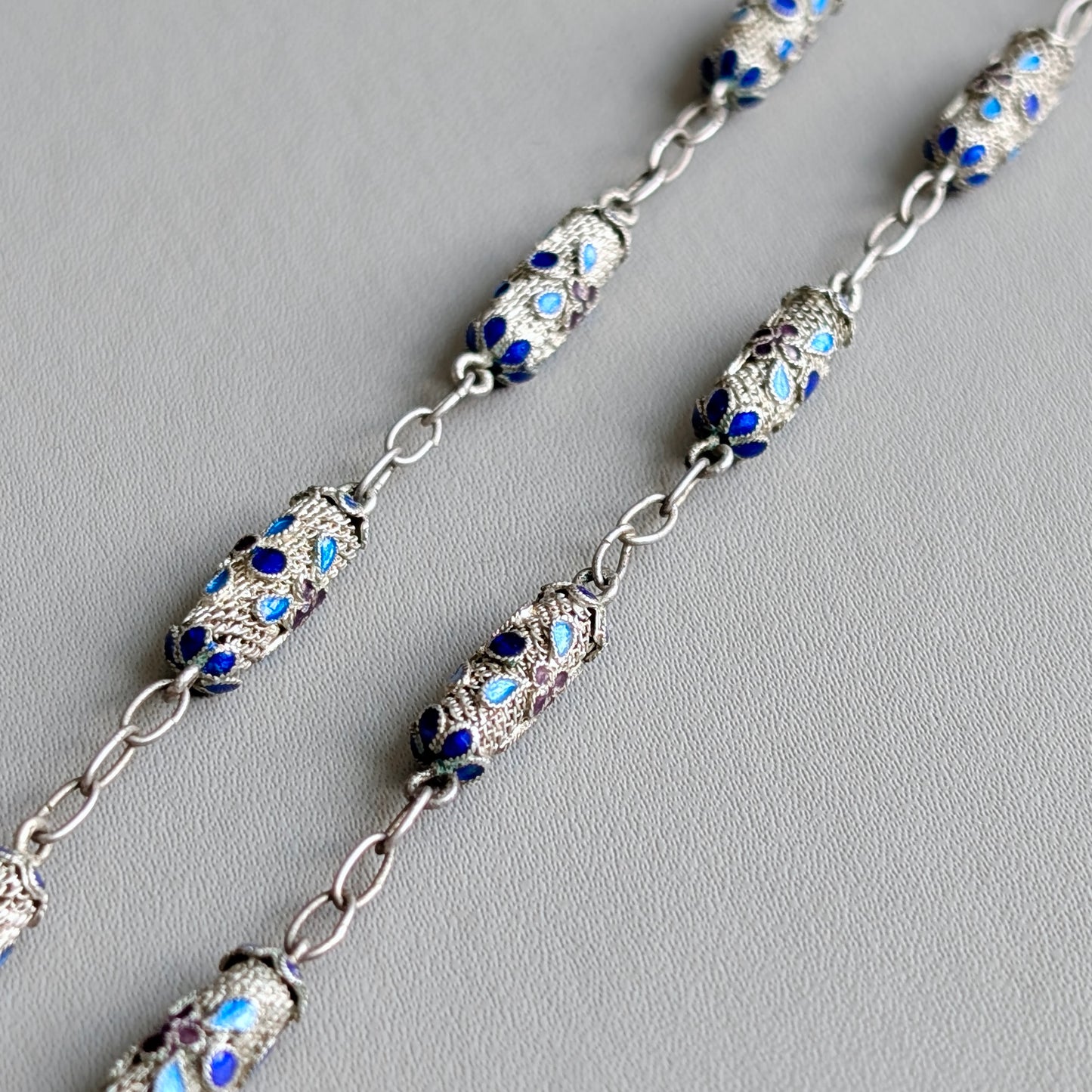 A Chinese Silver Cloisonné Locket Necklace