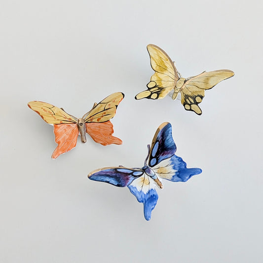 Three S&M Tapolca (Hungary) Porcelain Butterflies